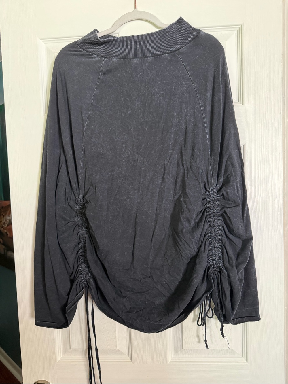 Matthew Charcoal black distressed Ruched A-Line Skirt - Picture 2 of 6
